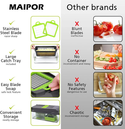 16-in-1 Multifunctional Vegetable Cutter & Slicer – Kitchen Tool with Interchangeable Blades
