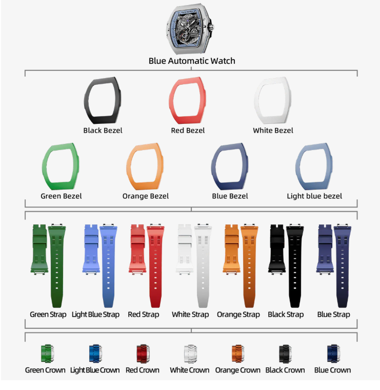 Atomic Interchangeable Automatic Watch Combo (7-in-1) | Luxury 7-in-1 Interchangeable Automatic Watch